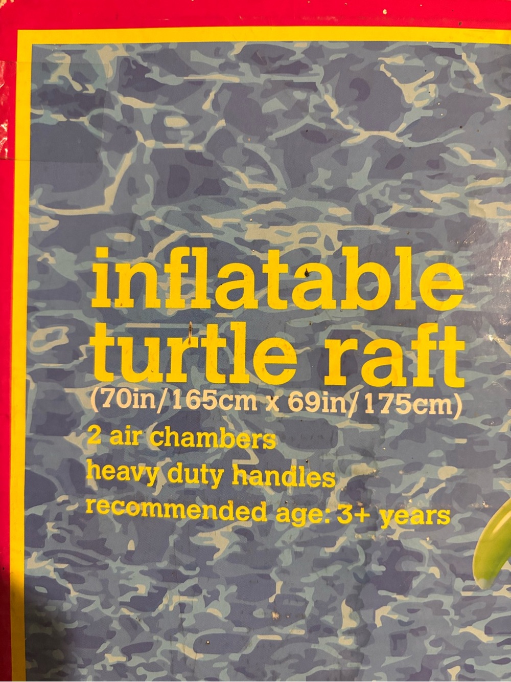Justice Neon Zebra Shell Inflatable Turtle Raft with Green Body - Picture 3 of 4